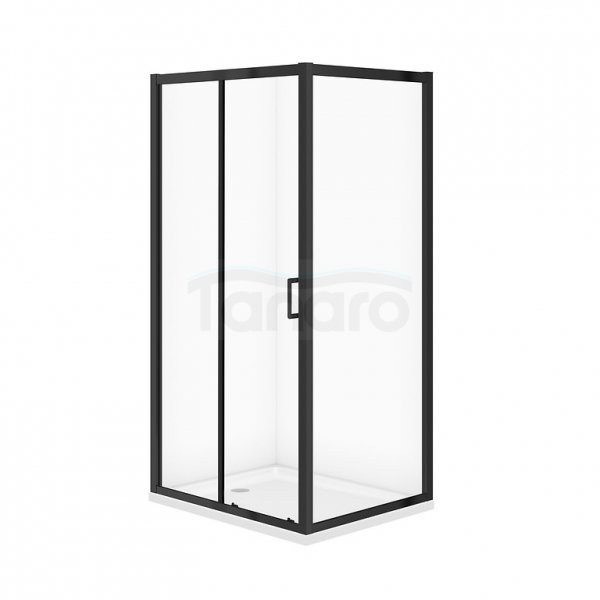 CERSANIT - SET C709: Kabina prostokątna ARTECO 100x80x190 czarna szkło transparentne + brodzik TAKO biały 4 cm  S913-027