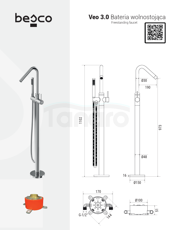 BESCO Bateria wolnostojąca Veo 3.0 gun metal BW-V3-GR