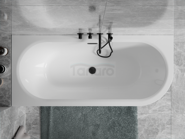 BESCO Wanna wolnostojąca Avita A-line 150 L + syfon klik-klak gun metal z przelewem slim #WAA-150ALGS
