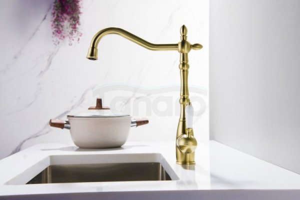 BLUE WATER Bateria kuchenna z podłączeniem do wody filtrowanej SAXO retro mosiądz antyczny