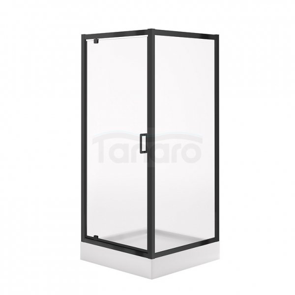 CERSANIT - SET C703: Kabina kwadratowa ARTECO 80x80x190 czarna szkło transparentne + brodzik TAKO biały 16 cm  S913-021
