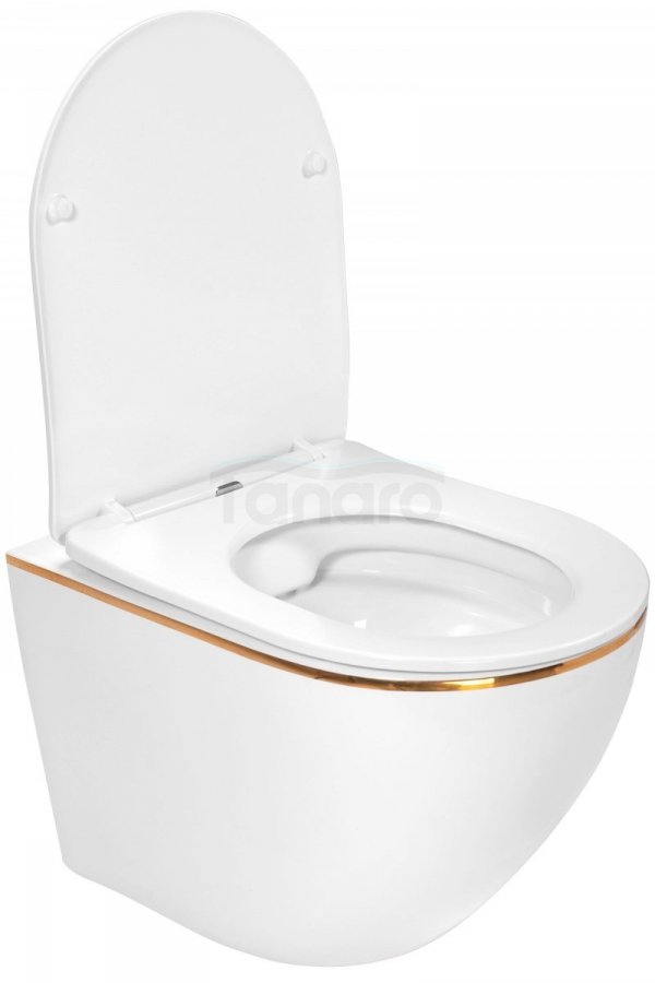 REA - Misa WC podwieszana CARLO white Mini Flat Gold Edge