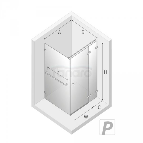 NEW TRENDY Kabina prysznicowa z uchwytem relingowym prawa AVEXA GOLD BRUSHED 90x100x200 EXK-3049
