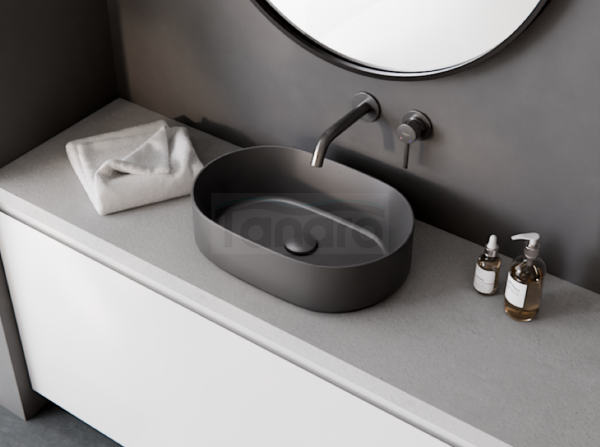 BESCO Umywalka nablatowa Lova Cera-Line 46 Matt Gun Metal  UNCM-46-LOGM