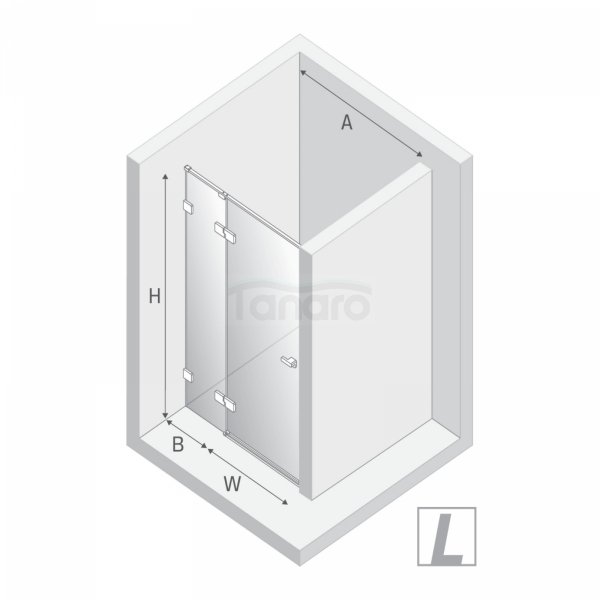 NEW TRENDY Drzwi wnękowe EVENTA BLACK CHROME 1D L 110x200 szkło czyste 8mm Active Shield 2.0 EXK-6133