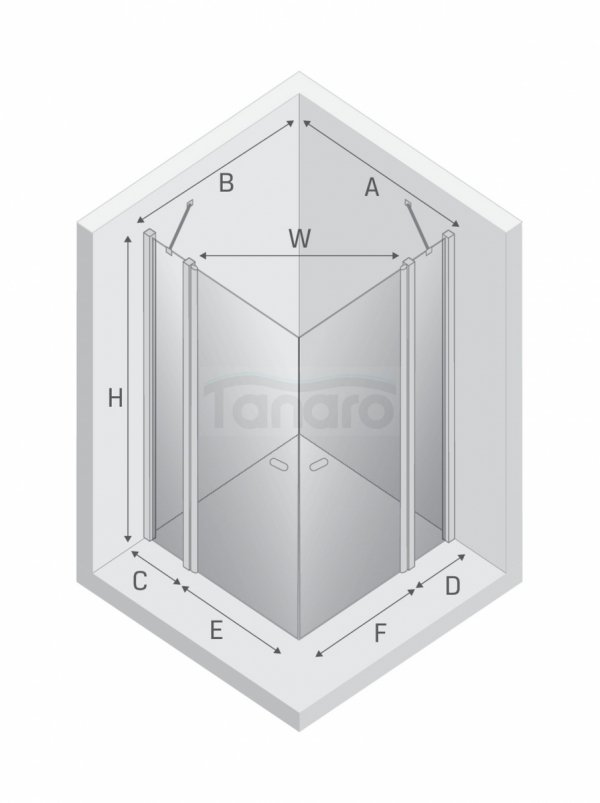 NEW TRENDY Kabina prysznicowa NEW SOLEO GOLD BRUSHED 2D prostokątna U 120x120x195 szkło czyste 6mm Active Shield 2.0 - z el. stałym K-4248