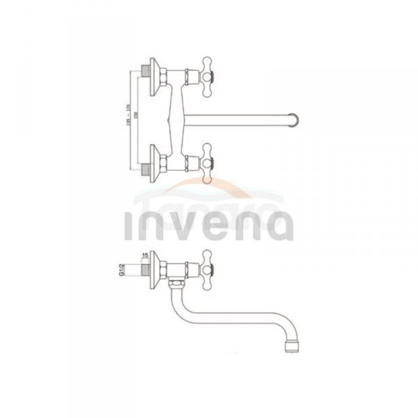 INVENA - Bateria umywalkowo-zlewozmywakowa z wylewką &quot;S&quot; 200  ROMA  BC-21-00S-L