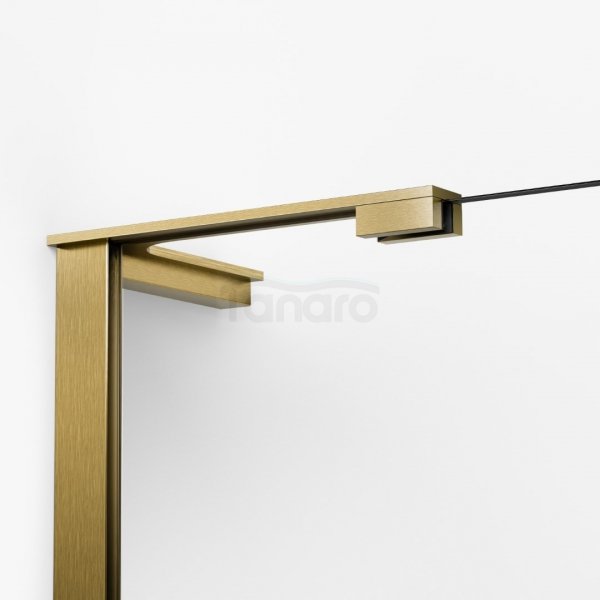 NEW TRENDY Kabina prysznicowa NESTA COPPER BRUSHED WALK-IN U 90x200 szkło czyste 8mm Active Shield 2.0 - WSPORNIK KĄTOWY K-1748-WL