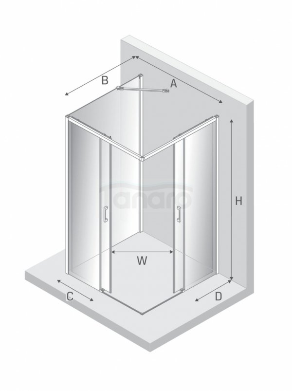 NEW TRENDY Kabina prysznicowa PRIME GUNMETAL BRUSHED 2D prostokątna przyścienna L 100x70x200 szkło czyste 6mm Active Shield 2.0 K-4965