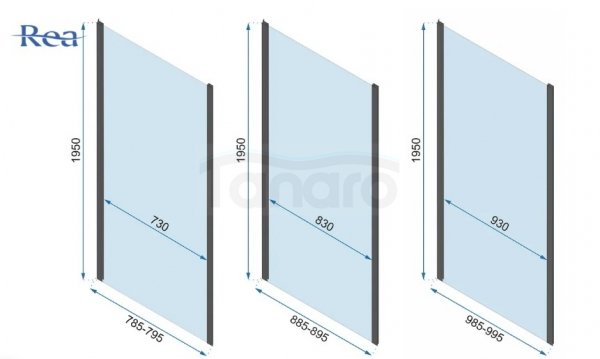 REA - Kabina Prysznicowa Przyścienna RAPID FOLD GOLD/ZŁOTA składane drzwi 100 + ścianka 80 x2 + ramię x2