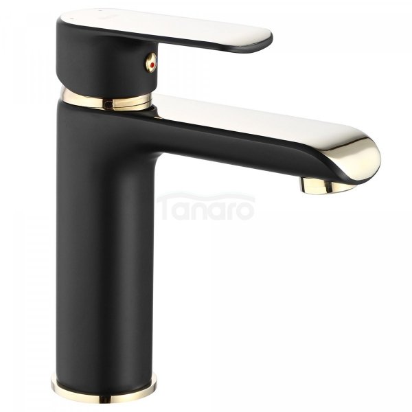 REA - Bateria umywalkowa BLOOM Black-Gold/Czarno-Złota niska