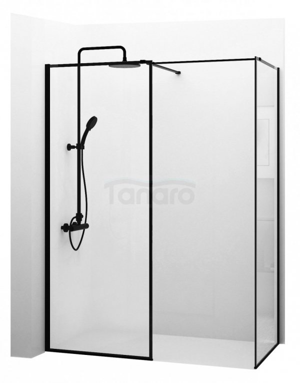 REA - Kabina prysznicowa WALK-IN  black BLER 120x120 cm