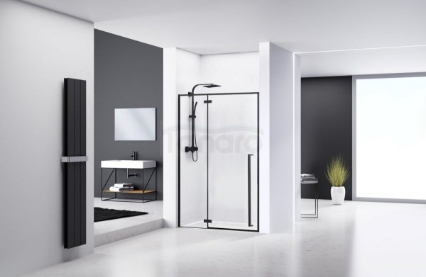 REA - drzwi prysznicowe czarne FARGO BLACK MAT 100 