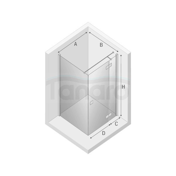 NEW TRENDY Kabina prysznicowa prostokątna pojedyncze drzwi uchylne REFLEXA 90x100 EXK-1237/EXK-007/1242 POLSKA PRODUKCJA