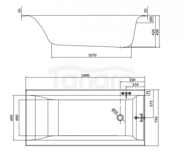 CERSANIT - Wanna prostokątna LARGA Slim 160 x 75 cm S301-305