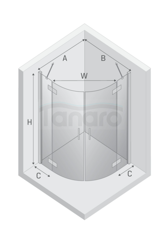 NEW TRENDY Kabina NESTA chrom 2D półokrągła  100x100x200 czyste 6mm Active Shield 2.0 K-3683