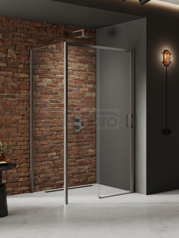 NEW TRENDY Kabina prysznicowa PRIME GUNMETAL BRUSHED 1D prostokątna P 130x90x200 szkło czyste 6mm Active Shield 2.0 K-4838