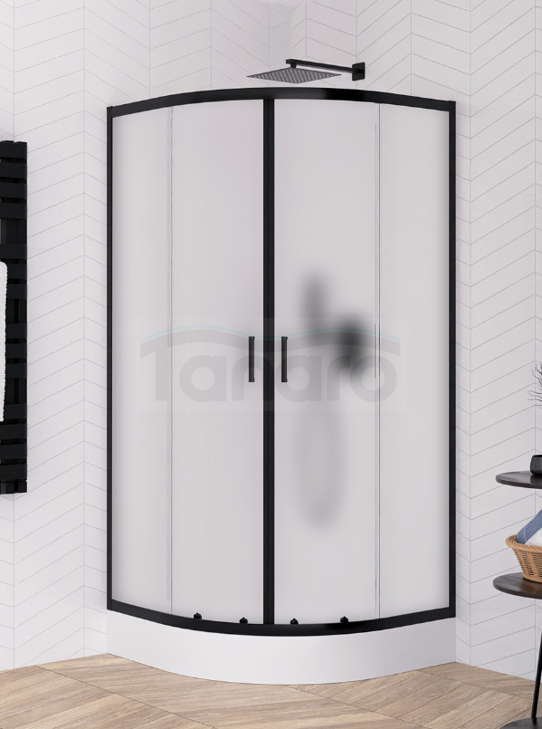 NEW TRENDY Kabina prysznicowa, półokrągła, R55 SUVIA BLACK 90x90x185 K-3578