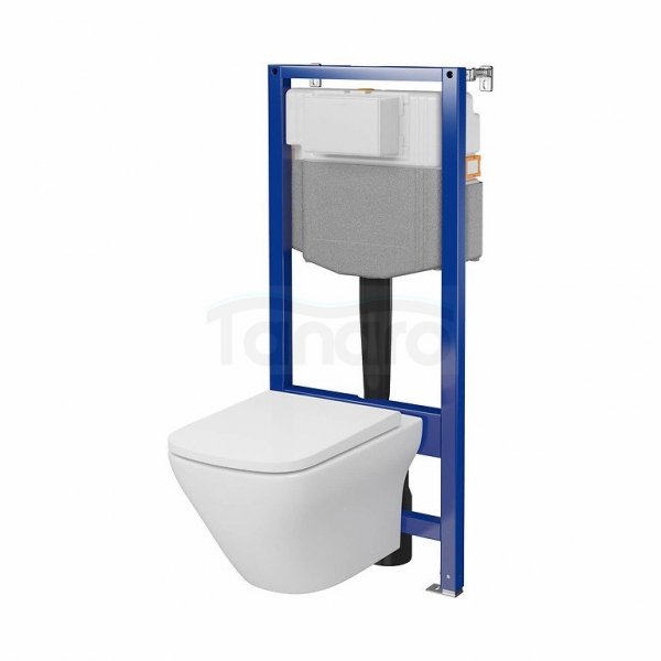 CERSANIT - Set C23 - stelaż podtynkowy AQUA 50 PNEU QF + miska zawieszana LARGA by Cersanit SQUARE CleanOn +  deska duroplastowa SLIM WRAP, antybakteryjna, wolnoopadająca, z funkcją łatwego wypinania  S701-802