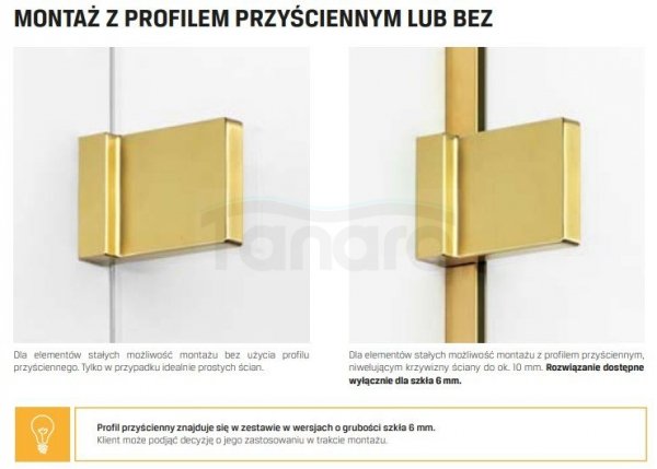 NEW TRENDY Kabina przyścienna AVEXA GOLD SHINE 90x80x200 EXK-2131/EXK-2101 POLSKA PRODUKCJA