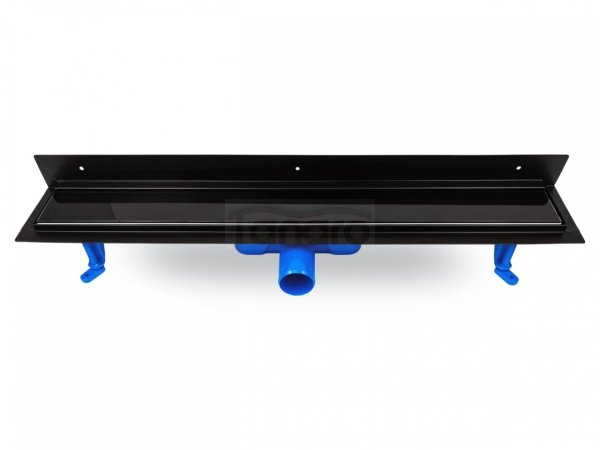 OKEDA Czarny przyścienny odpływ liniowy OKEDA® PRIME LINE™ - BLACK GLASS - RUSZT CZARNE SZKŁO 100cm 21100.06.BLACK