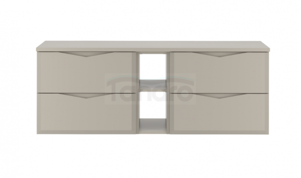 MEGSTYL Szafka pod Umywalkę z Blatem i Regałem 4S 140cm Kaszmir Zestaw-7 DELICA-0000-0042