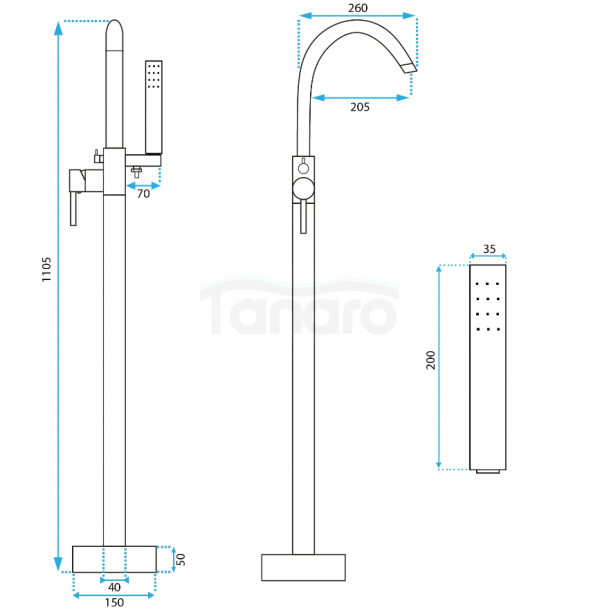 REA - Bateria wannowa MONO Czarna