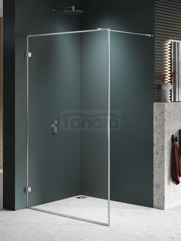 NEW TRENDY Kabina prysznicowa AVEXA NICKEL BRUSHED walk-in 60x200 szkło czyste 6mm Active Shield 2.0 RAMKA ALU EXK-8647