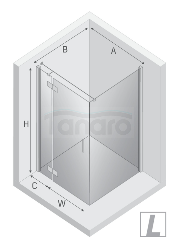 NEW TRENDY Kabina NESTA chrom 1D prostokątna L 80x90x200 czyste 6mm Active Shield 2.0 K-3598