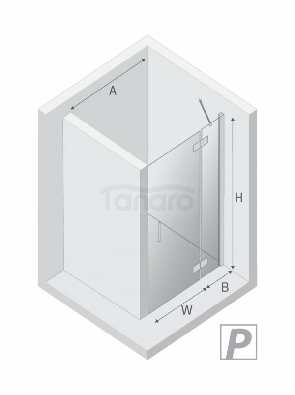 NEW TRENDY Drzwi wnękowe NESTA GUNMETAL BRUSHED 1D P 80x200 czyste 6mm Active Shield 2.0 D-0928A