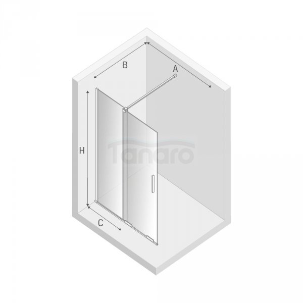 NEW TRENDY Kabina ścianka WALK-IN przesuwna SMART LIGHT GOLD 120X200 EXK-4297