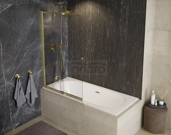 BESCO Parawan wannowy przesuwny 100x150 Easy Slide Gold PESG-2S