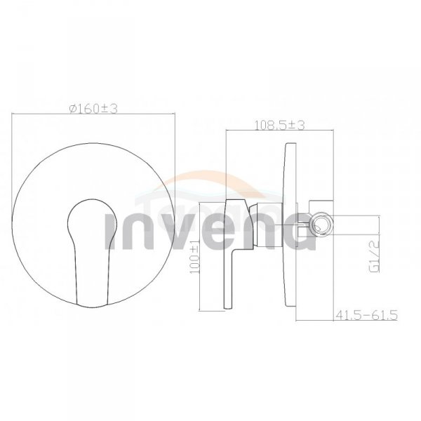 INVENA - Bateria podtynkowa z okrągłą rozetą 1-funkcyjna VERSO  BP-82-001-A