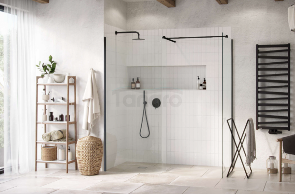 EXCELLENT Vidoq walk-in ścianka prysznicowa prosta 90x200 cm, powłoka Clean Control, czarny mat KAEX.1506.900.LP.BL