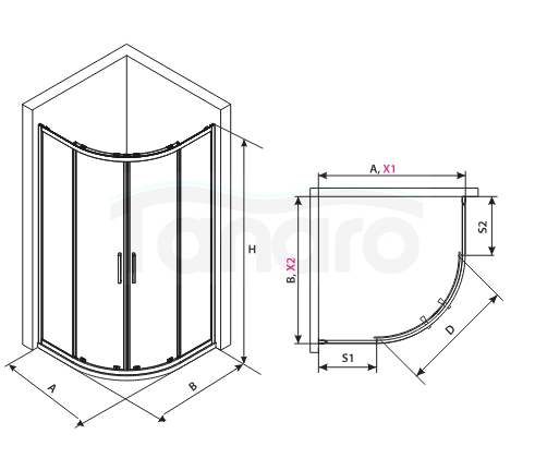 AQUAFORM KABINA PÓŁOKRĄGŁA LAZURO 90X90X200 CHROM, SZKŁO CZYSTE 6MM EASY CLEAN AQ.100-502104
