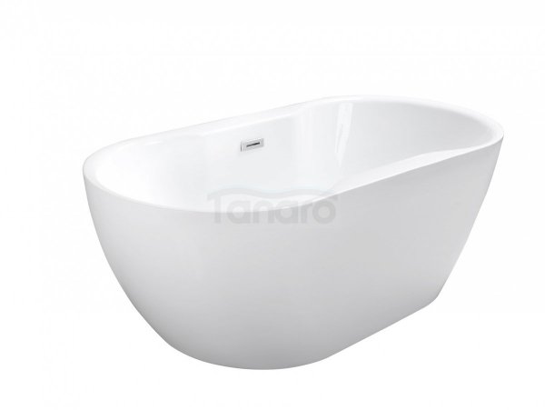BESCO Wanna akrylowa wolnostojąca Navia 160x80 + maskownica syfonu z przelewem czarna #WAS-160-NCZ
