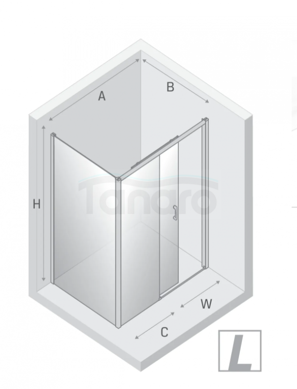 NEW TRENDY Kabina prysznicowa Prime 100x100, drzwi przesuwne, wejście od strony ściany  K-1199/K-1227