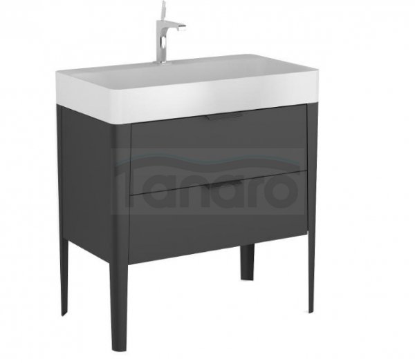 KROFAM - Szafka pod umywalkę VIBE 80cm, 2 szuflady, czarny  VI 8070-45Z-S