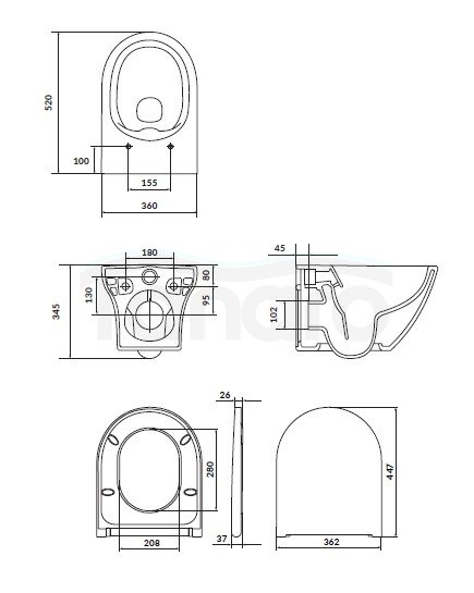 CERSANIT - Set B331 miska zawieszana LARGA OVAL CleanOn z deską SLIM WRAP duroplastowa antybakteryjna wolnoopadająca z funkcją łatwego wypinania  S701-472