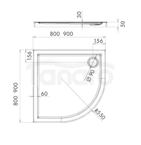 AQUAFORM - Brodzik prysznicowy półokrągły SLIM biały 80X80X5/3 R550  