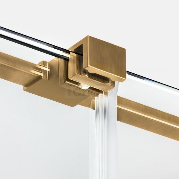 NEW TRENDY Kabina prysznicowa SMART GOLD BRUSHED 1D prostokątna U 120x100x200 szkło czyste 8mm Active Shield 2.0 - UCHWYT RELING EXK-7572