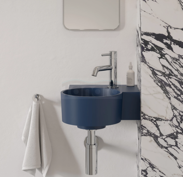 OMNIRES umywalka nablatowa/wisząca - prawa, 33 x 34 cm OVO M+ midnight blue mat OVO335UWPMB