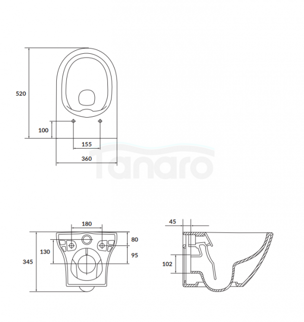 CERSANIT - Miska zawieszana LARGA OVAL Clean On Box  K120-003