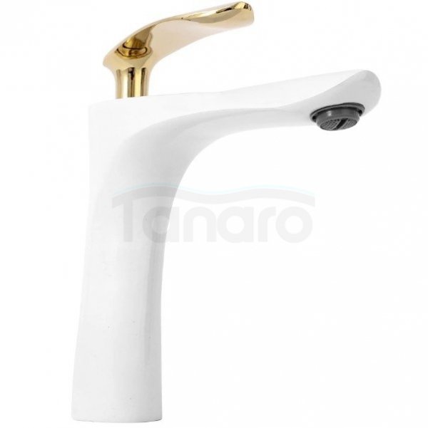 REA - Bateria umywalkowa ORBIT White Gold / Biało Złota Niska