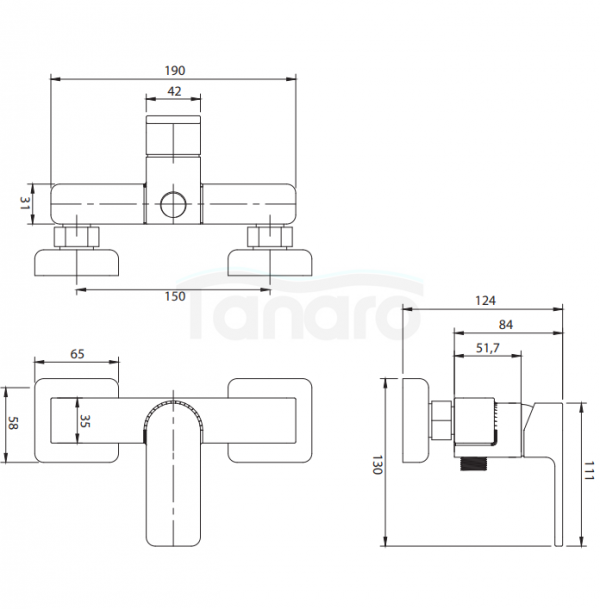 OMNIRES Bateria prysznicowa czarny mat BARETTI BA7840BL