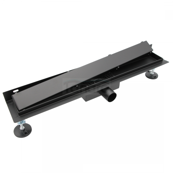 AQUALINE Odpływ liniowy przyścienny 2w1 ze stałym syfonem czarny 60cm LS04BK600