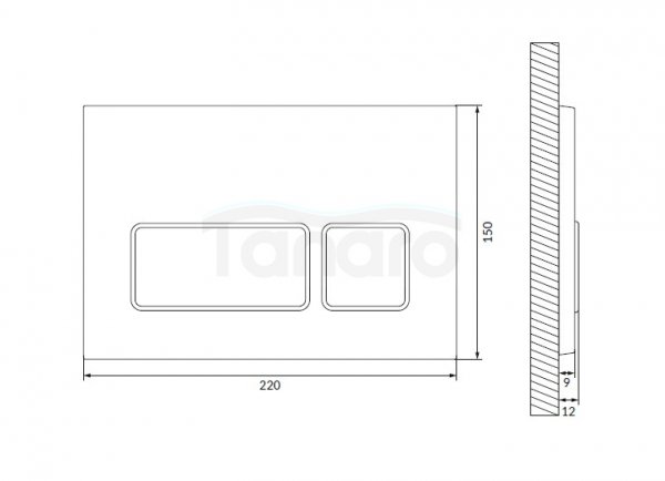 CERSANIT - Przycisk spłukujący BLOCK by Cersanit w kolorze chrom matowy z klawiszami owalnymi w kolorze chrom błyszczący  K97-0406