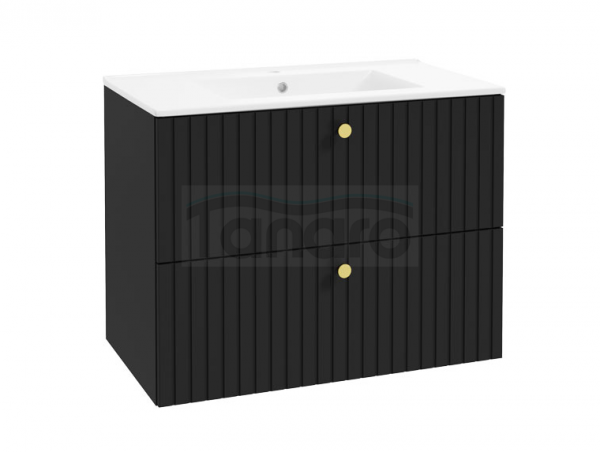 DEFTRANS szafka pod umywalkę z dwiema szufladami 80x60 Fuego D80 czarny mat 001-D-08012