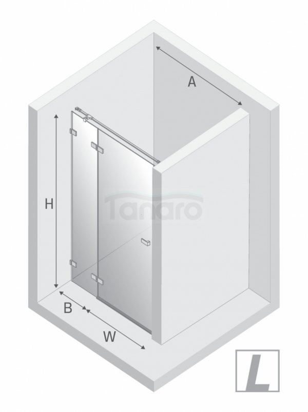 NEW TRENDY Drzwi wnękowe AVEXA GOLD BRUSHED 1D P 100x200 szkło czyste 6mm Active Shield 2.0 złoto szczotkowane EXK-1719