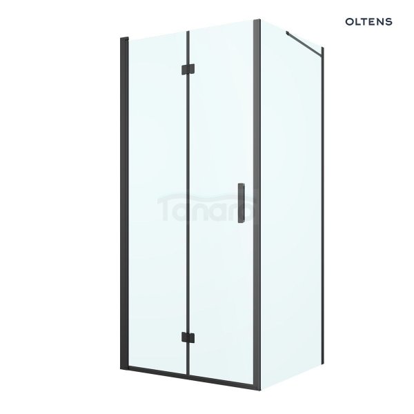 Oltens Hallan kabina prysznicowa 100x100 cm kwadratowa drzwi ze ścianką czarny mat/szkło przezroczyste 20009300